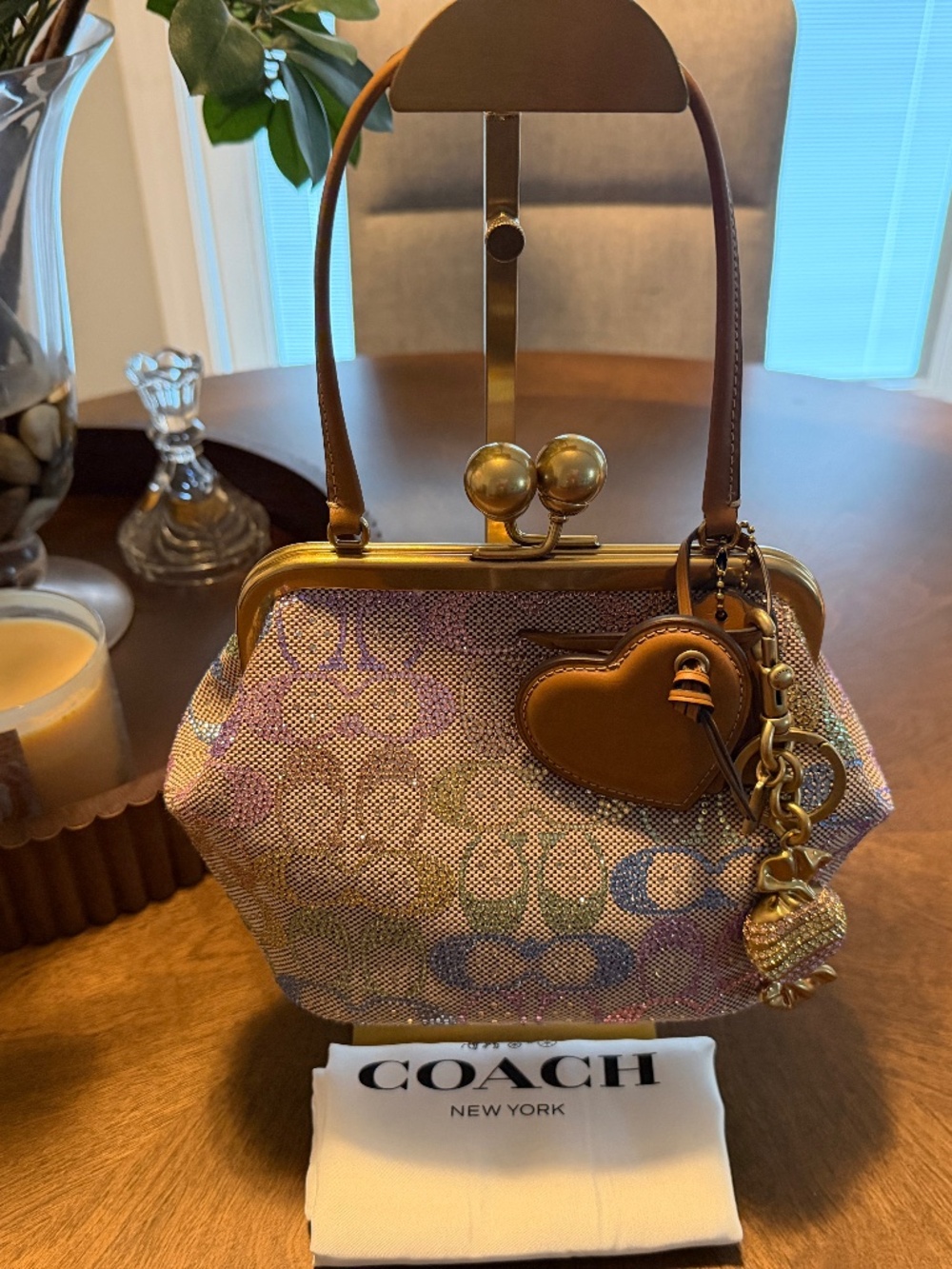 Coach Kisslock Frame Bag 16 in Crystal Signature Jacquard